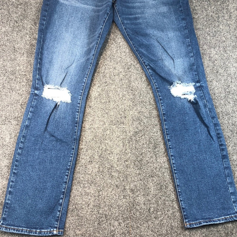 Lucky Brand 410 Athletic Slim Jeans Men's 32x32 Distressed Ripped Blue Denim - Picture 2 of 14